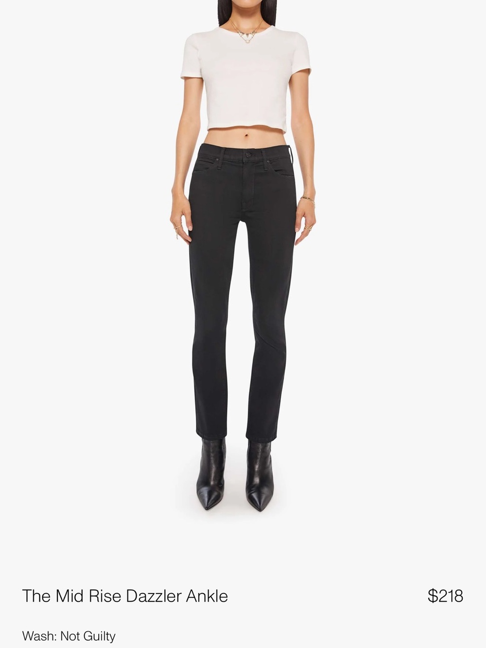Mother Mid Rise Dazzler Ankle Jeans — Black